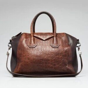 Givenchy Brown Embossed Leather Medium Antigona Bag
